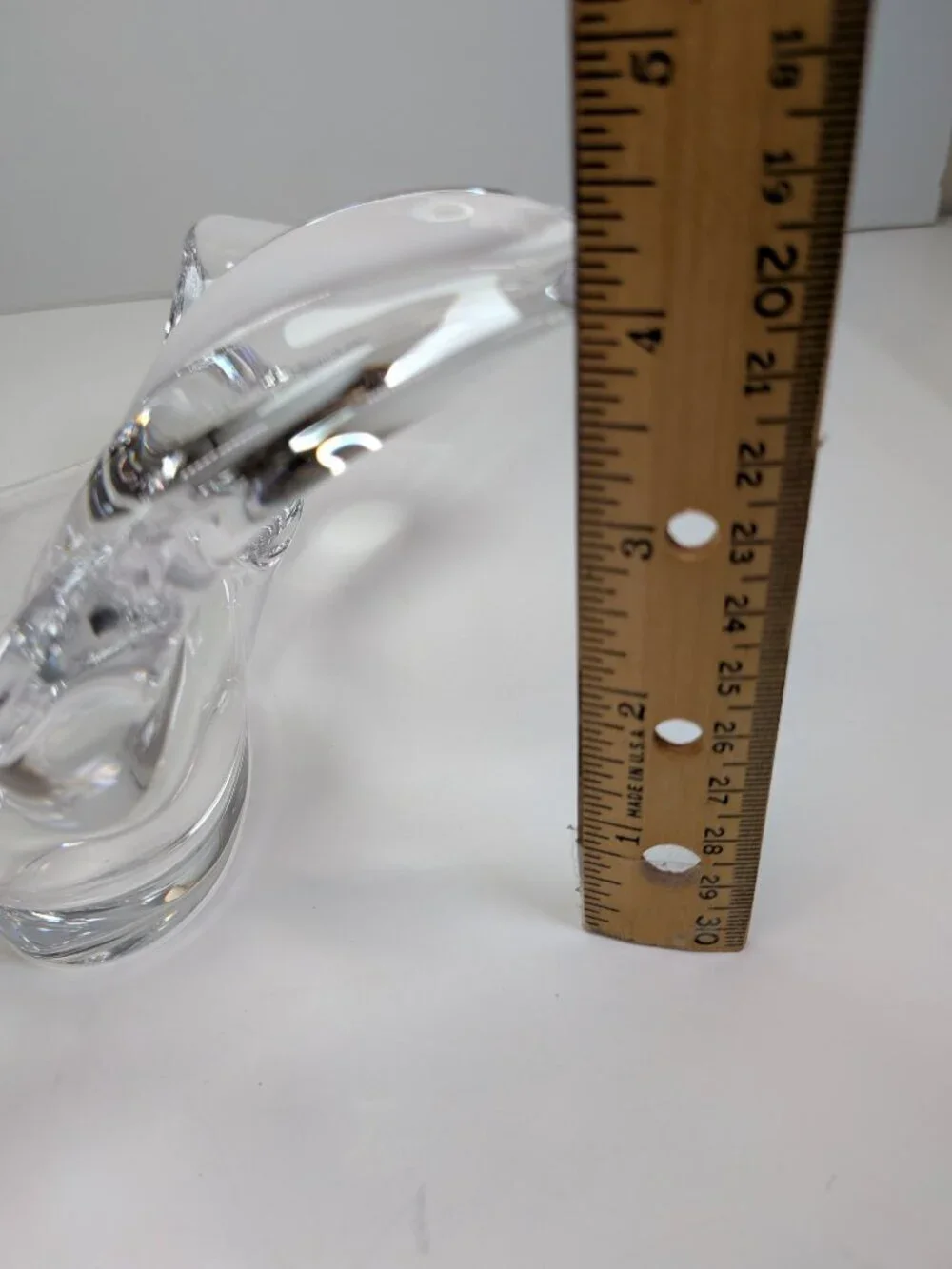Vintage Clear Art Glass Bird Trinket Dish, Ring Holder, Wings Up Heavy Weight